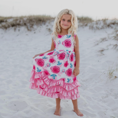 Pink Rose 3 Ruffle Dress
