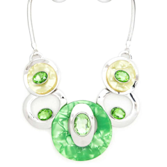 Silver and Green Statement Necklace