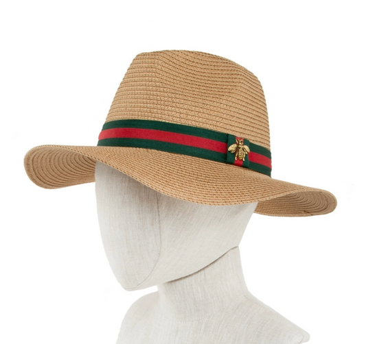 Fedora Hat- Straw with Bee