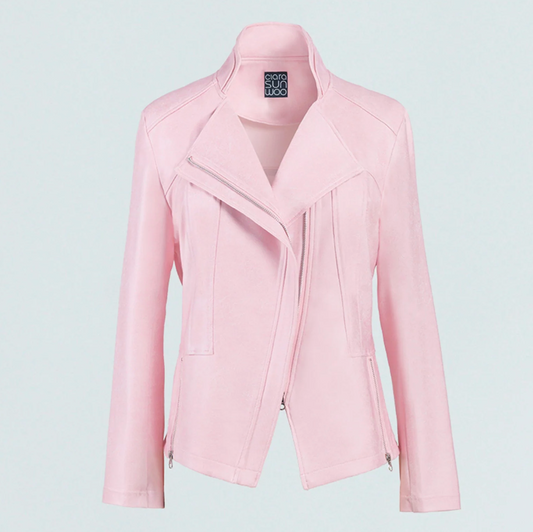 Liquid Leather Stretch Knit Signature Zip Hem - Pink