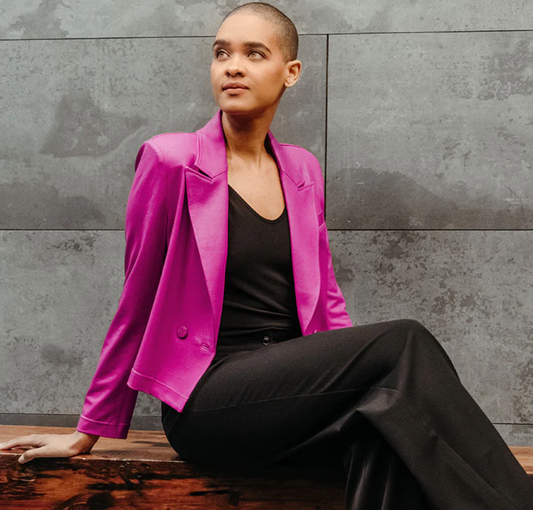 Liquid Leather Cropped Tuxedo Blazer