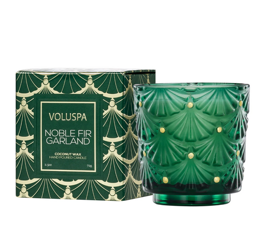 Noble Fir Garland Boxed Pedestal Candle
