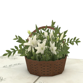 White Flower Basket Greeting Card