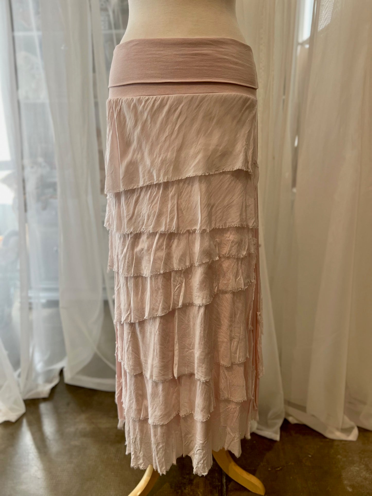 Karamel Collection- Silk Tiered Skirt - Rose