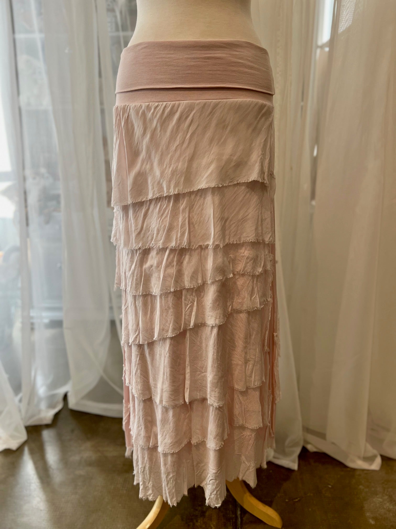 Karamel Collection- Silk Tiered Skirt - Rose