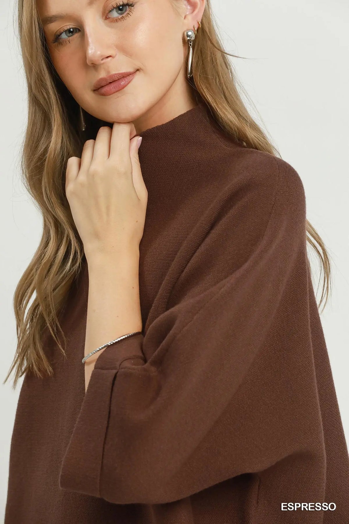 Mock Neck Dolman Sleeve Sweater