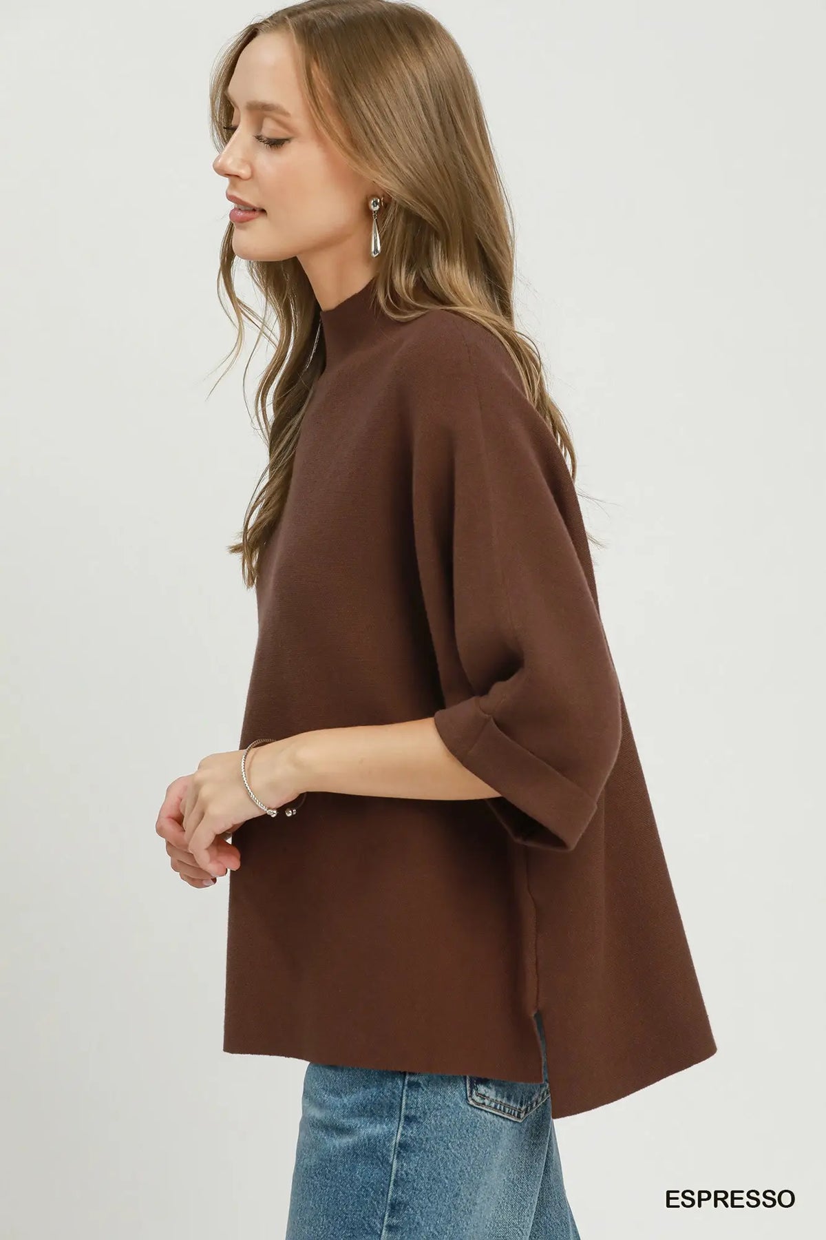 Mock Neck Dolman Sleeve Sweater