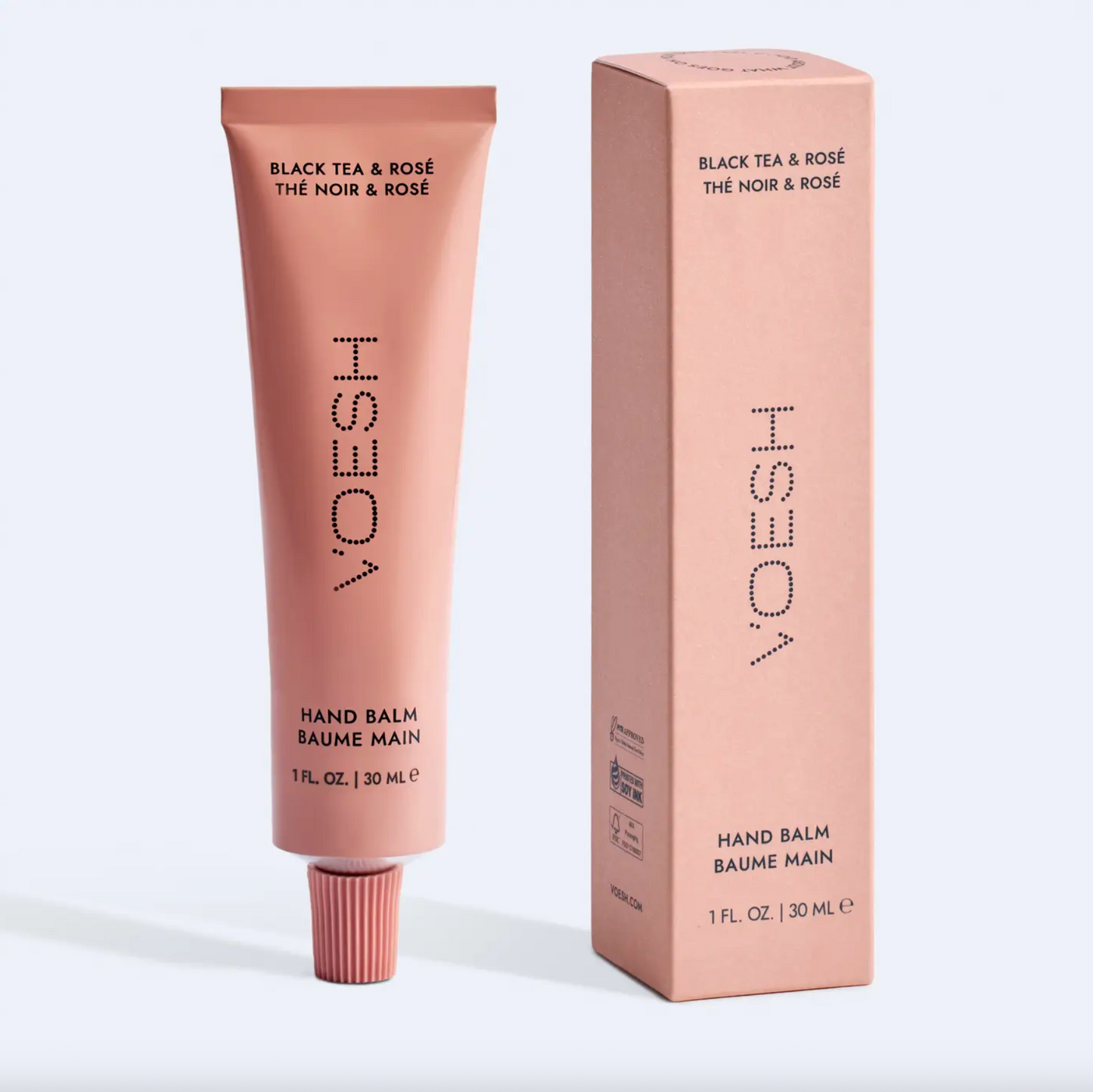 VOESH hand balm tube and packaging on a white background