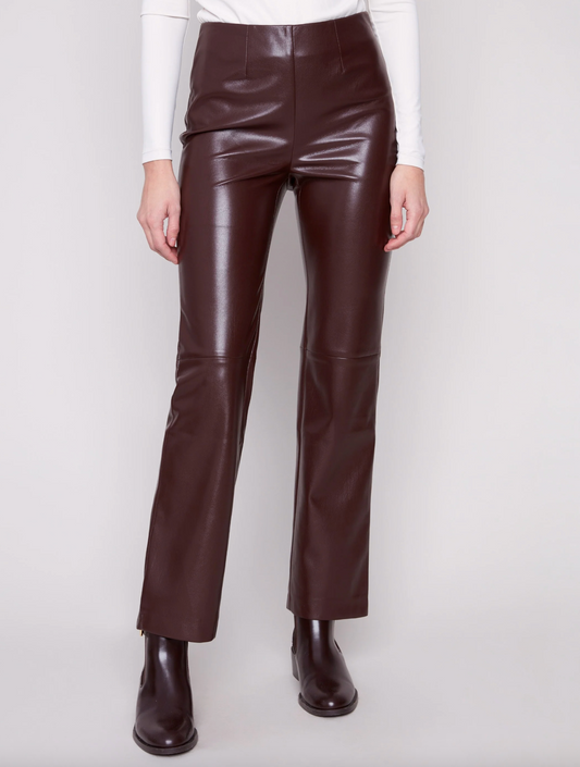 Faux Leather Pull-On Straight Leg Pants