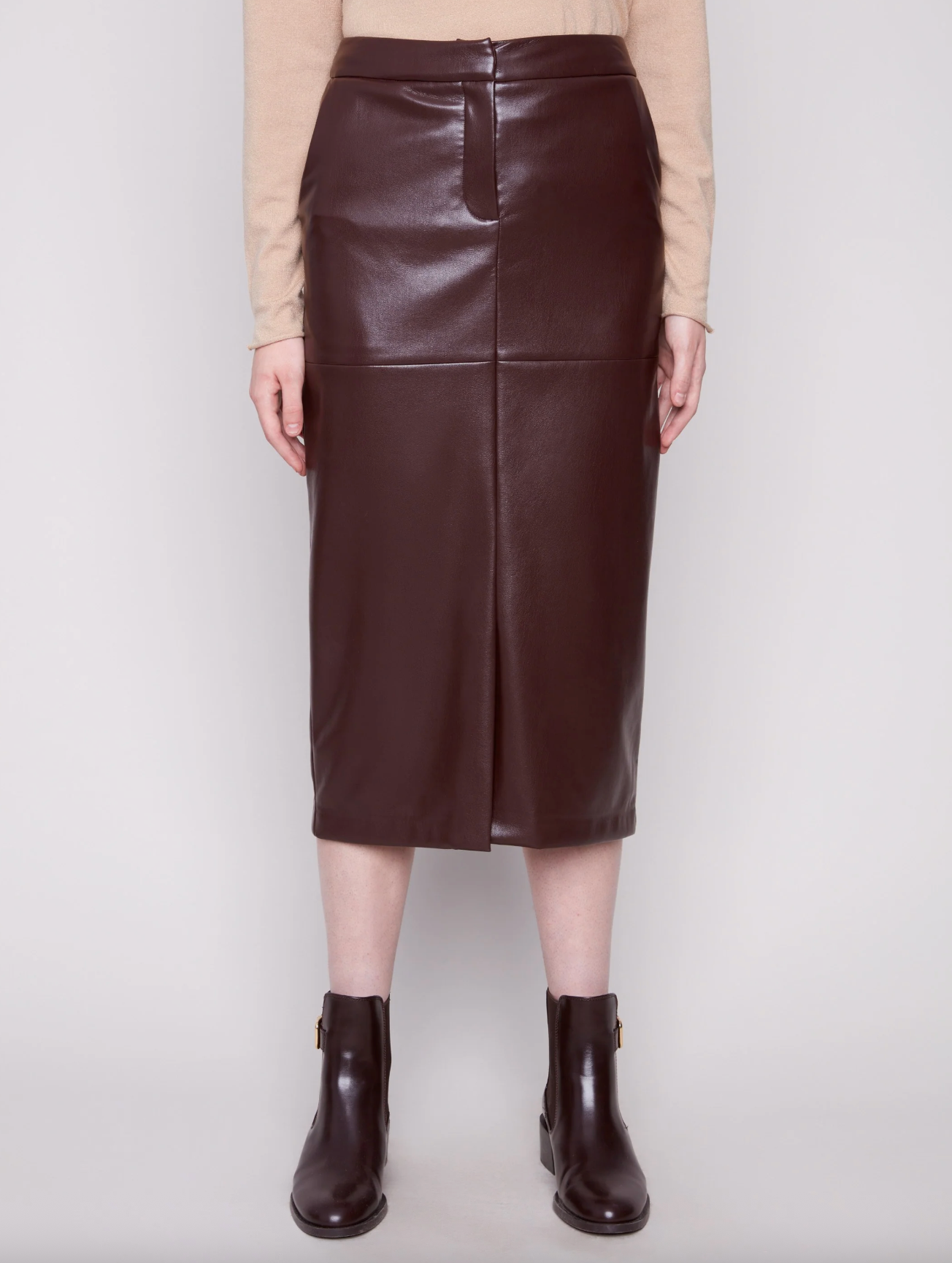 Faux Leather Midi Skirt