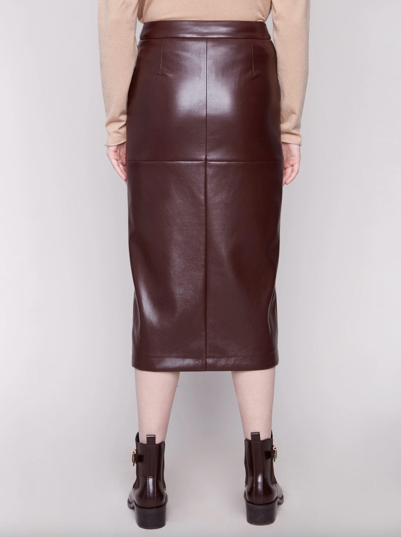 Faux Leather Midi Skirt