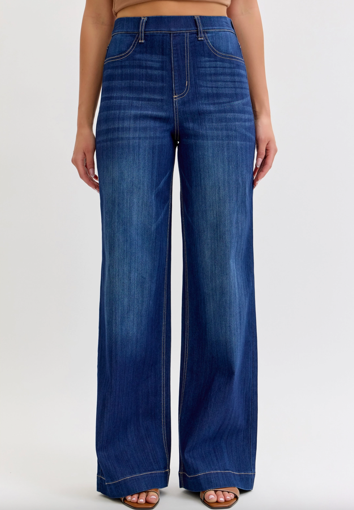 Comfort High Rise Pull-On Wide Leg Denim
