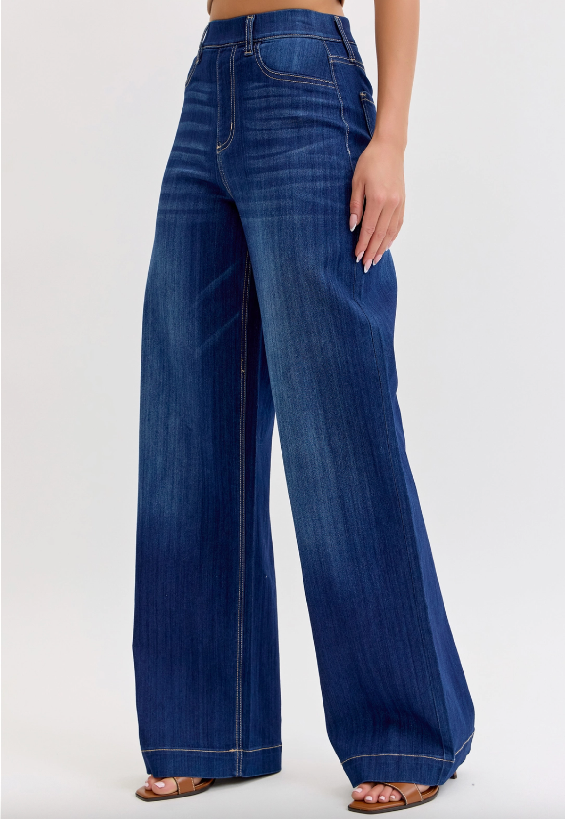 Comfort High Rise Pull-On Wide Leg Denim