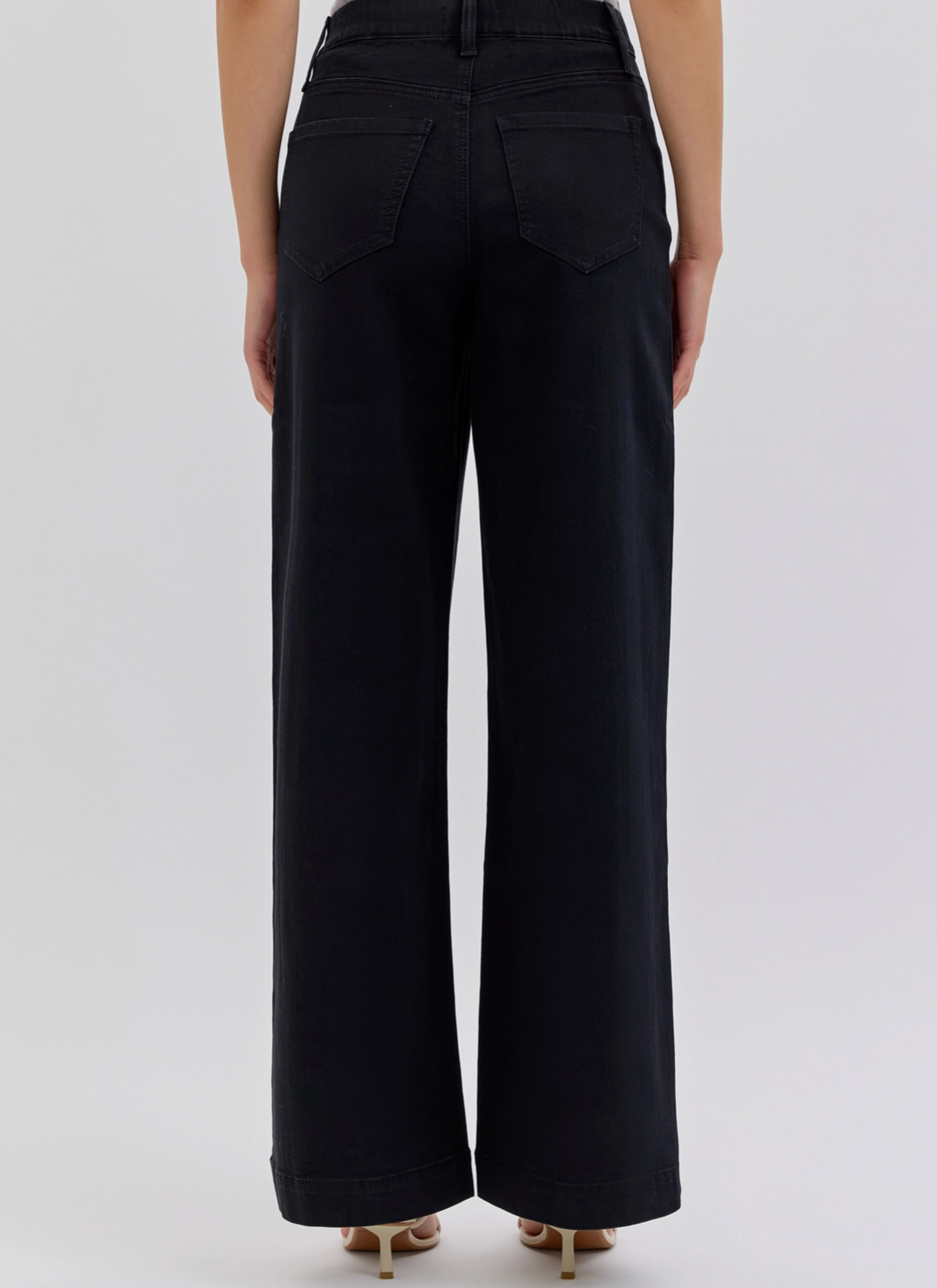 High Rise Pull-On Wide Leg Denim