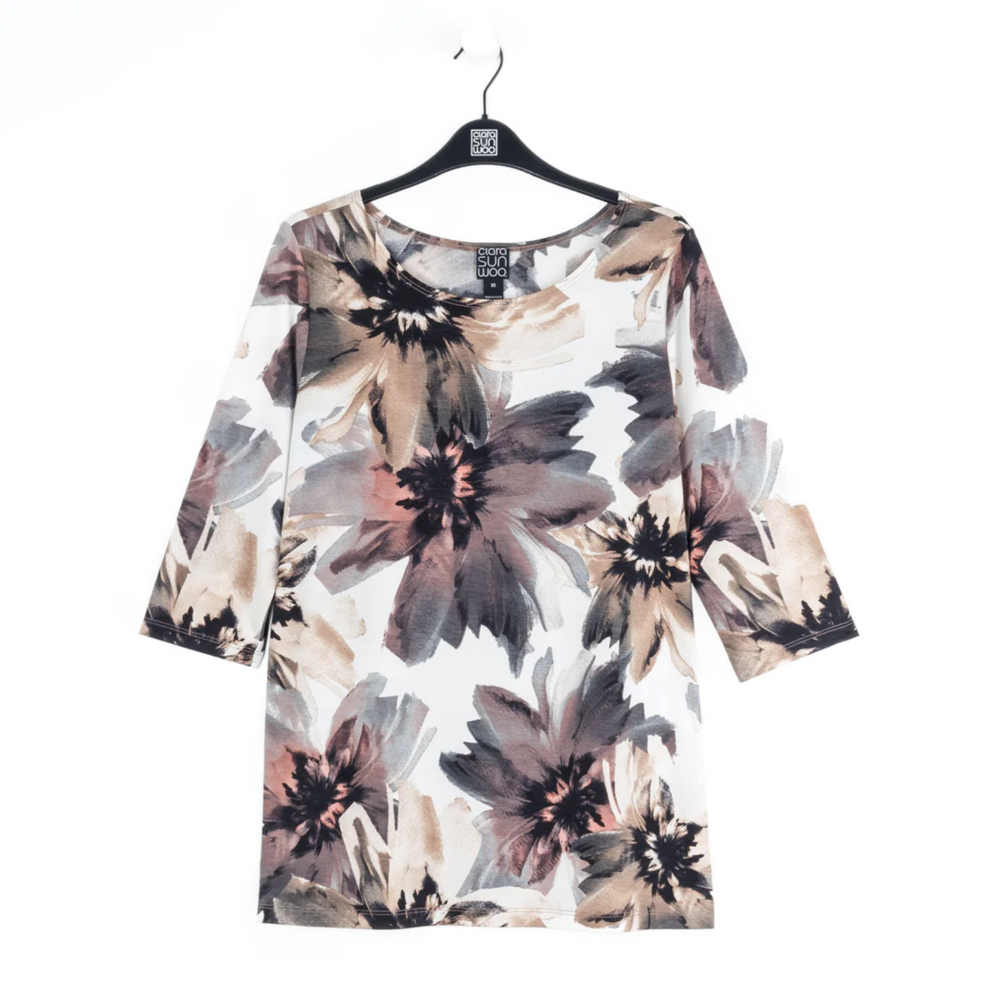 Floral Print Soft Knit Long Sleeve Tunic