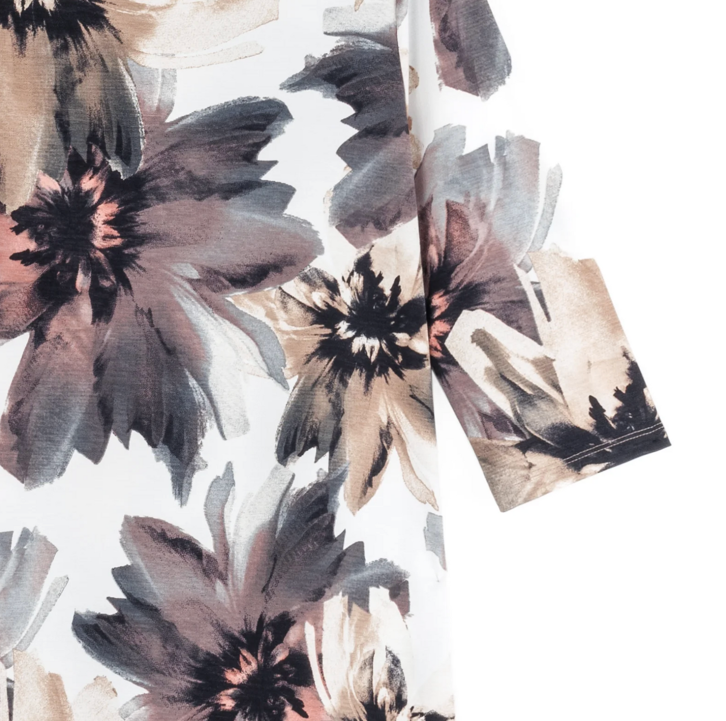 Floral Print Soft Knit Long Sleeve Tunic