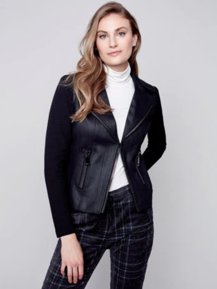 Vintage Faux Leather and Knit Jacket