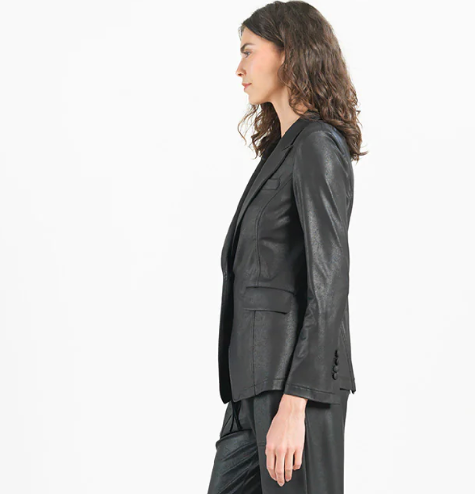 Single Button Notched Collar Blazer