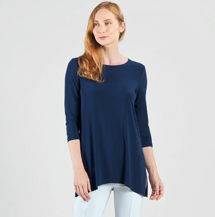Side Vent Kerchief Hem Tunic