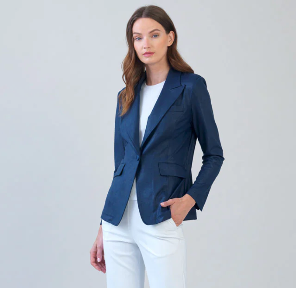 Single Button Notched Collar Blazer