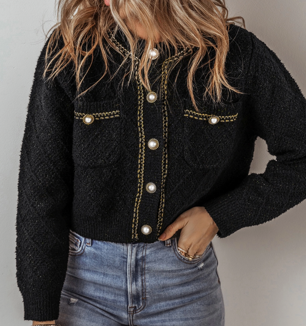 Button Flap Pocket Cardigan