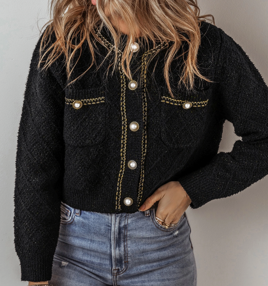 Button Flap Pocket Cardigan