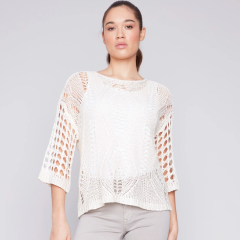 Crochet Dolman Boat Neck Sweater