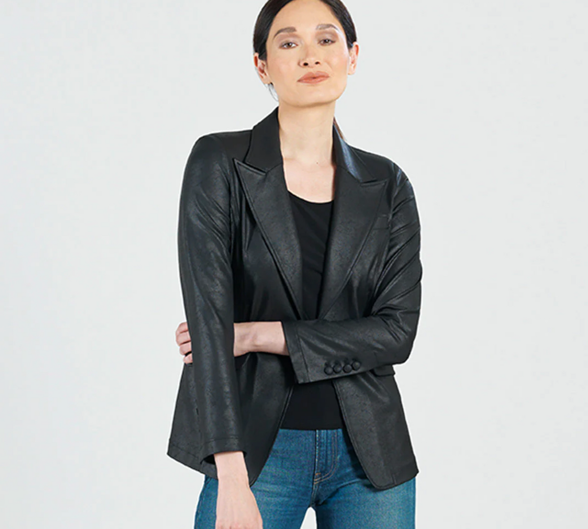 Single Button Notched Collar Blazer