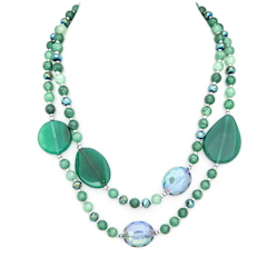 Mixed Stone Layered Necklace in Green