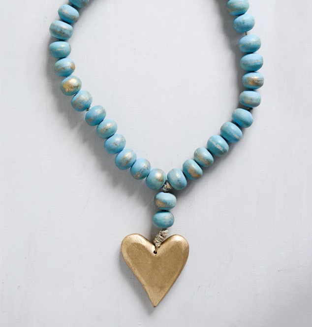 Hand Carved Mango Wood Rosary with Heart