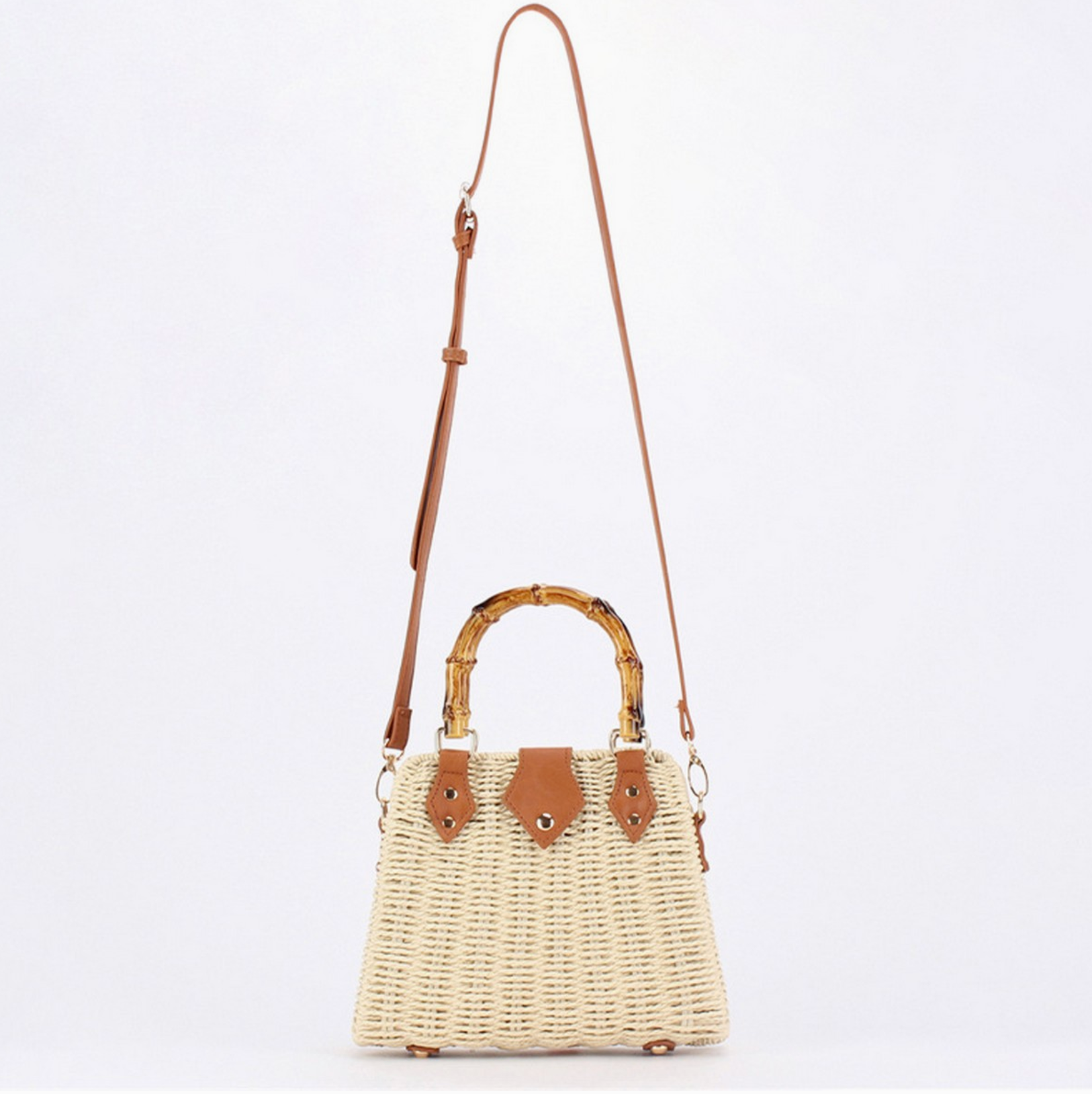 Straw Handbag with Bamboo Handle