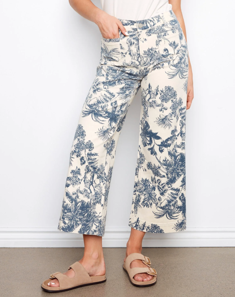 Cropped Patch Pocket Flare Jeans