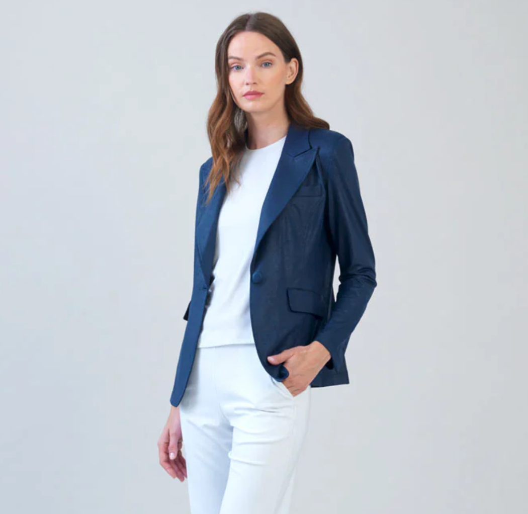 Single Button Notched Collar Blazer