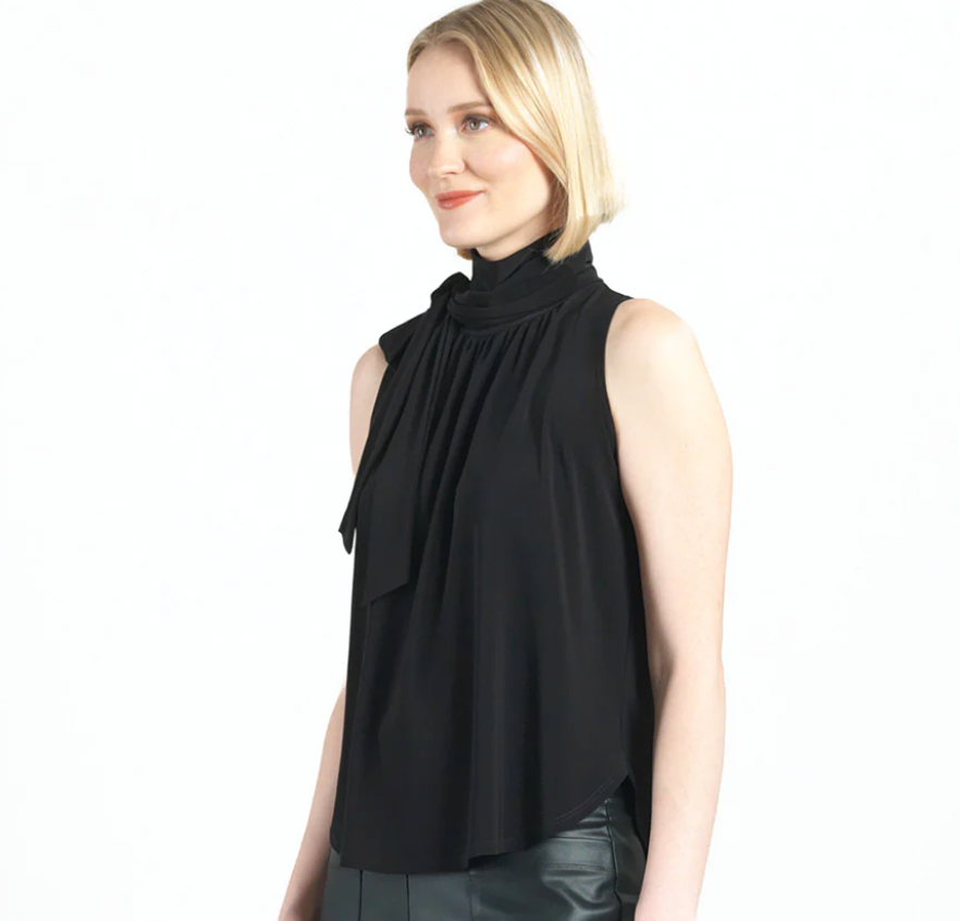 Sleeveless Mock Neck Bow Detail Top