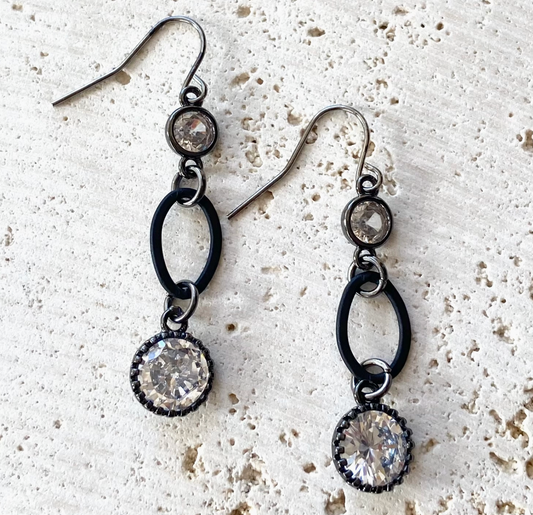 Gunmetal Crystal Earrings