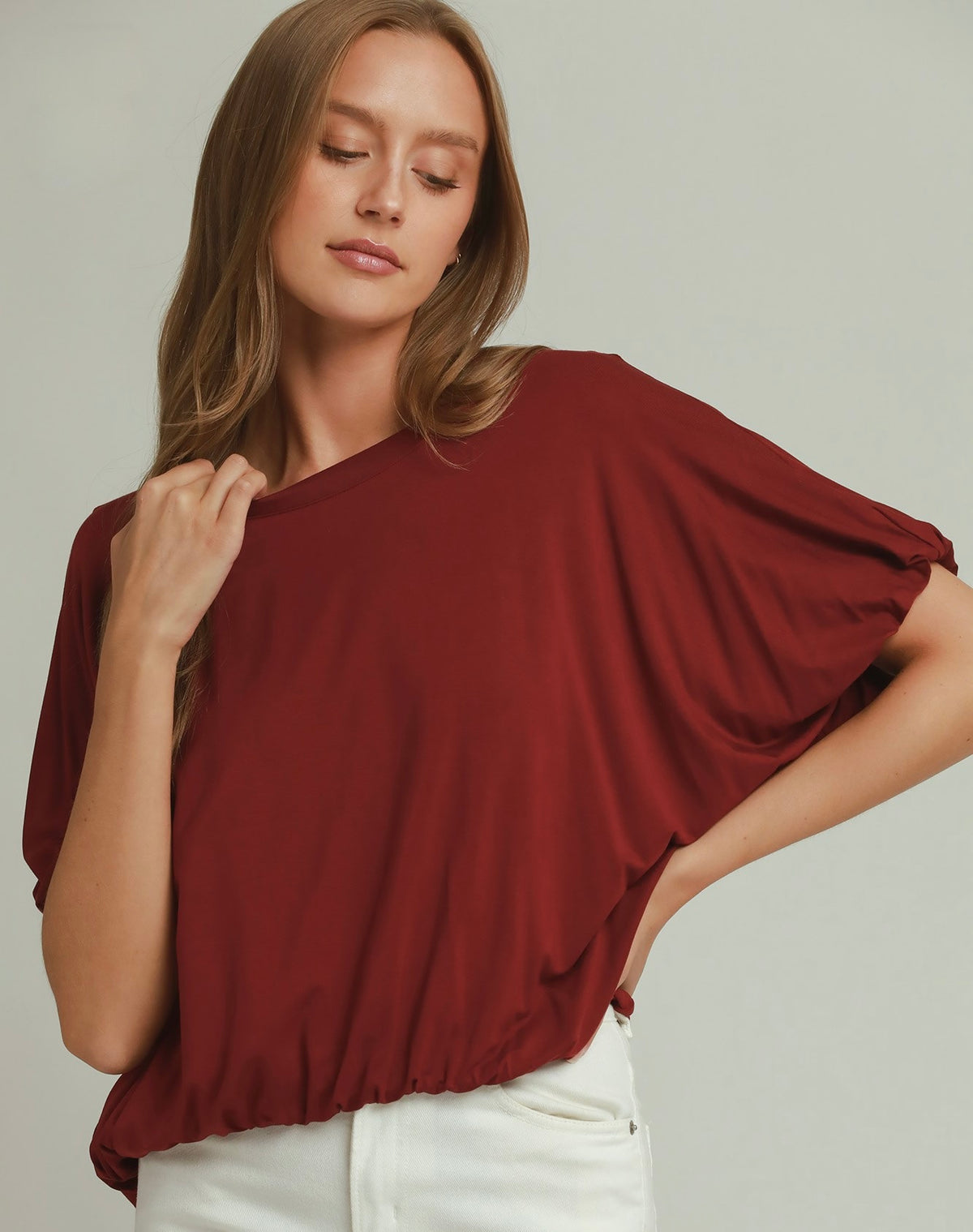 Bubble Sleeve and Hem Top