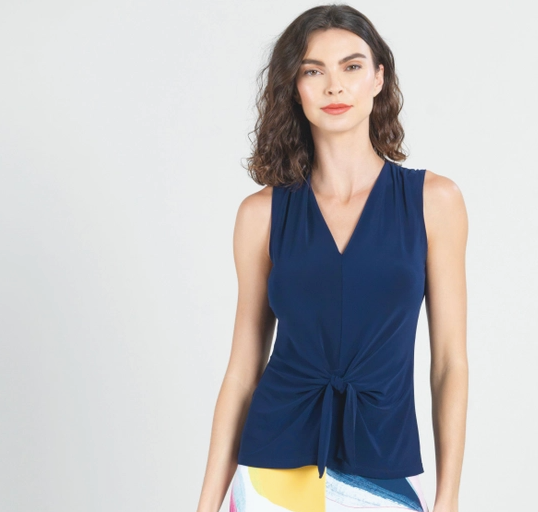 Sleeveless  VNeck Center Front Tie Top